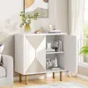 Tribesigns Modern White Storage Cabinet Set, Freestanding Floor Cabinet, Classic 59 inches Sideboard, Wood Buffet Cabinet