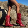 Buty żeńskie sercowe botki dla kobiet urocze cowgirls kowbojski masywny pięta moda punkowa punkowa western haftowe buty kobiety