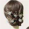 Clip per capelli barrette in polvere Blu Flower Hairpin Combinazione Set di 5 accessori per la damigella d'onore da sposa.Gioielli con consegna caduta hai dhvgh