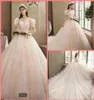 2020 جديد وصول شمبانيا الدانتيل ثوب الزفاف فستان الزفاف رائع الأميرة منتفخة قصيرة الأكمام مثيرة فساتين الزفاف.