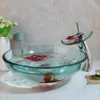 Kemaidi Golden Fish Badezimmer Waschbecken Wasserhähne Sets Temperiertes Becken Glas Waschbecken mit Wasser Wasserhahnbecken Setpop nach oben Abfluss