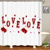 Rideaux de douche 3d Love Rose Flower Printing rideau salle de bain étanche Polyester Valentin pour la fête de la fête