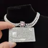 Männer Hip Hop Bank Kartenform Anhänger Halskette Kubanische Kette ECED BLING HIPHOP Halsketten Mode Schmuck Geschenke 240409