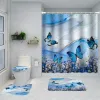 Waterproof Shower Curtain Set with 12 Hooks Toilet Covers Seat Bath Mats for Bathroom non-slip Rug carpet Curtain for Windows