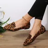 Sandaler 2024 Summer Loafers Flats Leopard Pointed Toe Casual Women Shoed