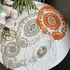 Retro European Oval Lace Sticked Coaster Schlafzimmer Studie Küchentisch Tisch Matte Fruchtplatte Deckentuch Weihnachtsdekoration