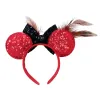 Halloween Mickey Mouse Ear Headband Pirate Hat Bow Sequin Hairband Women Hair Hoop Birthday Present Adult/Child Cosplay Accessories