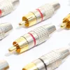 10Pcs RCA Plug Audio Video Locking Cable Male Connector Gold Plated Connectors For Audio And Video Cables