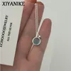 Pendanthalsband Xiyanike Summer Blue Crystal Necklace For Women Girl Luxury Fashion Jewely Lady Gift Party Wedding Collier Femme