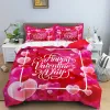 Love Heart Däcke Cover Set Pillowcase Couples Cquilt Cover King Size Valentine Gift Happy Valentines Day Polyester Bedding Set