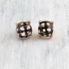 Stud -oorbellen gefacetteerde hars Tiny Leopard Abalone Shell Zigzag Stripes Button Studs en Dot Cube