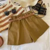 SET des filles à la mode à la mode et décontractées 2023 Summer Summer Children's Stripe's Scoupe Suspender Tob Shorts Two Piece Set Vêtements