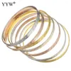 Bangle 7pcs/conjunto de aço inoxidável para mulher rosa ouro prateado colorido de festa de aniversário de 68 mm de luxo de pulseiras