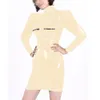 Robes décontractées sexy courts brillants pvc en cuir bodycon robe bulle