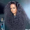 200 Density Natural Black Curly Lace Front Wig Human Hair 13x4 Kinky Curly Lace Frontal Wig Brazilian Transparent Lace Synthetic Wigs