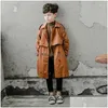 Coat Zhio 6-16y Kids Trench Bahar Sonbahar Erkek Ceket Palto Uzun Kollu Dönüş Yatak Çocuk Rüzgar Dergisi Üst Kıyafetler Dam De DHFH7