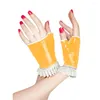 Party Supplies Nightclub Female Male Ruffles PVC Shiny Fingerless Gloves Exotic Glossy Faux Leather Pole Dance Show Half-Finger Clubwear