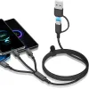 Cordon de charge rapide Fonken 3 en 1 pour iPhone Huawei Micro USB Type C Câble de chargeur 1,2 m Port Multi USB Cordon de chargement USB