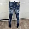 Dżinsy męskie dżinsy masy dżinsy Wysokiej jakości Retro Blue Elastic Slim Fit Otwarte przednie dżinsy męskie designer designerski dżinsowe spodnie hombre t240409