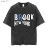 Erkekler Sıradan Gömlekler Retro Los Angeles T-Shirt Yaz Pamuk Yıkama Brooklyn Mektup Baskı Kısa Kolu UNISEX ORİJİNAL GECE KAYALI DESENİ YQ240409