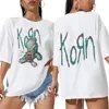 Mode vintage korn musikkonsert rockband tshirts män kvinnor avslappnad överdimensionerad tshirt manlig crewneck t shirts streetwear 240409