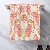 Serviette pastel rose et jaune art folk