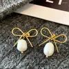 dangle earrings bowknotパールステンレススチール