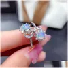 Cluster Rings Luxury 925 Sier Opal Ring For Party 5Mm Natural Dazzling Jewelry Gift Woman Drop Delivery Dhtya