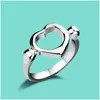 Cluster Rings Luxury Fashion 925 Sterling Sier Ring Anxiety For Women Hollow Heart Finger Street Style Minimalist Relax Jewelry Drop D Dhtxf