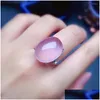 Cluster Rings Fashion Hyperbol Gemstone Ring for Daily Wear 15 20mm Naturalrose Quatz Solid 925 Sier Rose Quartz Jewelry Big Drop Del DH1LD