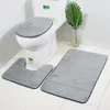 Badmatten 3 stks/Set gestreepte 3D Anti-slip Trug Toiletset zacht absorberend badkamer tapijt deksel stoelkap dichtstbijzijnde kussen