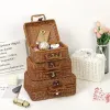 New Retro Rattan Suitcase with Hand Gift Box Manual Woven Cosmetic Storage Box Wicker Rattan Picnic Laundry Baskets Home Storage