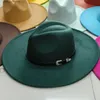 Chapéus de aba larga Chapéus de balde Classic Felt Fedora Hat For Men Mulheres Britânicas Estilo Vintage Hat Gold Belt Acessório Panamá jazz grande chapéu de abanamento outono Inverno Y240409