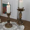Candle Holders Vintage Candlestick Taper Resin Holder Retro Bronze Antique Floral Decorative Sticks For