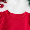Наборы одежды рожденная девочка Рождество 3 пельбы наряд для рюша с длинными рукавами для лося вышивки плетчака