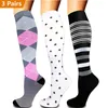 Chaussettes masculines 3 paires lot pack féminins hommes compression bassages élastiques sports beaux jambes courir l'escalade gymnase cycliste