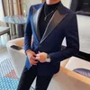 Garnitury męskie marka odzieży Wysokiej jakości garnitury biznesowe Kurtki/mężczyzna Slim Fit Solidny kolor swobodny moda Tuxedo Man Blazers płaszcz