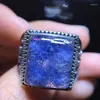 Cluster anneaux bleu naturel rutilé rUrtierite quartz anneau réglable 13,5 / 11,6 mm drop féminine hommes bijoux aaaaaaa