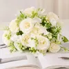 Fleurs décoratives Silk Artificiel Flower Classical Lafite Peony Hortensea Bouquet Valentine Gift Festive Party Decoration Simulation