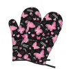 Pink Butterfly Aquarement Oven Mitts Ensemble de 2 gants résistants à la chaleur Gants de four de cuisine résistants à la chaleur pour la cuisson du barbecue de grillade