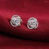 Orecchini per borchie Fare di nozze 925 Sterling Silver for Women Street Fashion Gioielli regalo di compleanno Shiny Zircon Orer Studs