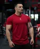 Camisas casuales para hombres Tamisas para hombres Fashion Summer Bodybuilding Carta impresa Men Fitness Fitness Entrenamiento de cuello de ojo Músculo 2449