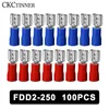 100pcs / pack FDD2-250 FDD FEMMA FEMMILE CRIMP ELETTRICA CRIMP per connettori cavi da 1,5-2,5 mm2