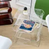 Wuli Nordic Transparent Acrylic Personality Side Table Living Room Furniture Home Decor Minimalist Small Bookshlf Magazine Rack