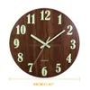 Orologi da parete Luce silenziosa in legno luminoso da 12 pollici in moda oscura Nordic non ticchetta