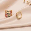 Ocesrio Trendy Messing Multicolor-Kristallringe für Frauen kupfergold plattiert einstellbare Mehrschicht offene Ring-Schmuckgeschenk Righ94