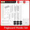 114pcs/140pcs Metal Pegboard ganchos Kit de sortimento organizador Kit de travas penduradas Aplicações penduradas