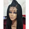 Gratis onderdeel Box Braids Wig Black/Brown/Blonde Braziliaanse volle kanten front pruik jumbo gevlochten synthetische pruik babyhaar warmtebestendig