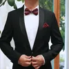 Highend festive fashion texture dinner host sparkling diamond deep burgundy wedding groom bow tie240409