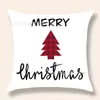 Poduszka Bożego Narodzenia brzoskwini Pluszowa Pluszowa poduszki Case czarno -czerwony kraciasty liter łosie okładka okładki talii dekoracyjne